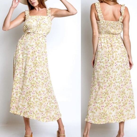 Faithfull The Brand Adele Floral Print Saint Tropez Midi Dress NWTs size 6 - Picture 1 of 15